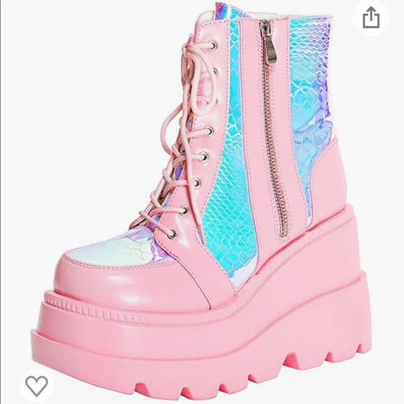 Shoes - Pink holographic boots